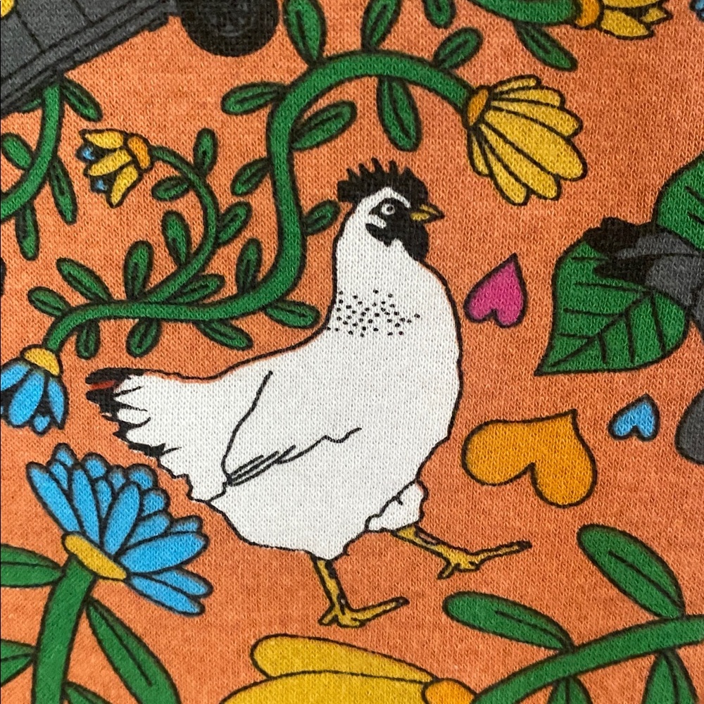 Orange hoodie with skull, dice, dove graphics  with pockets. Small - Picture 8 of 16
